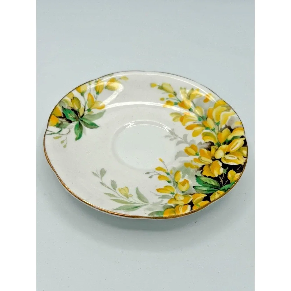 Royal Standard Laburnum Bone China Tea Cup & Saucer England Yellow Floral